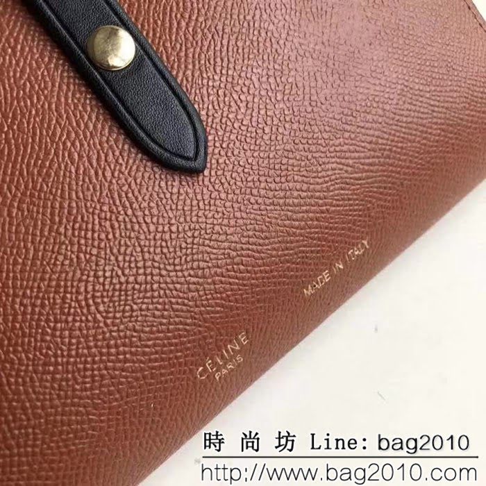 CELINE賽琳原單 專櫃 手掌紋牛皮搭扣拼色錢夾 4148 SL1453